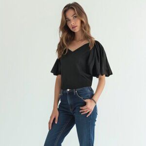 HELLOMILKTEE Elegant Black Puff Sleeve Blouse | Regencycore Cottagecore S/M